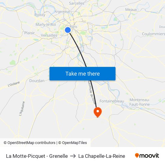 La Motte-Picquet - Grenelle to La Chapelle-La-Reine map