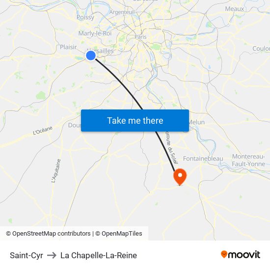 Saint-Cyr to La Chapelle-La-Reine map