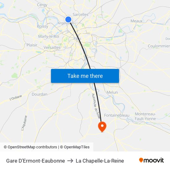 Gare D'Ermont-Eaubonne to La Chapelle-La-Reine map