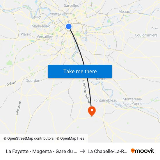 La Fayette - Magenta - Gare du Nord to La Chapelle-La-Reine map