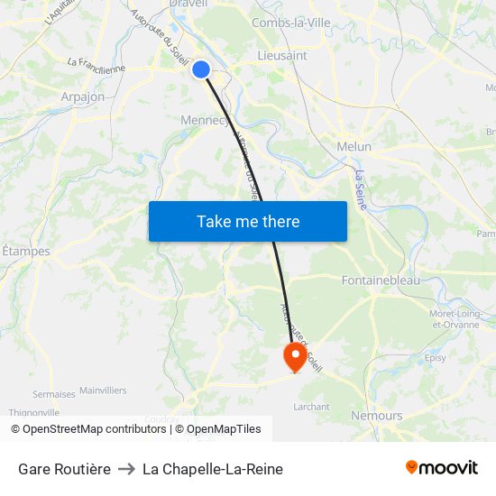 Gare Routière to La Chapelle-La-Reine map