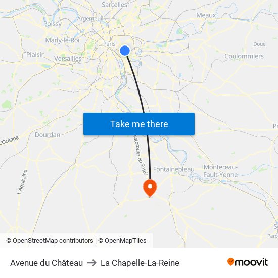 Avenue du Château to La Chapelle-La-Reine map