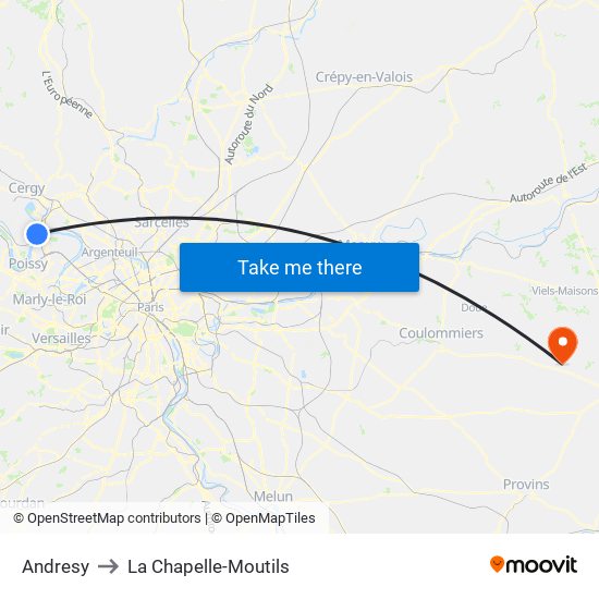 Andresy to La Chapelle-Moutils map