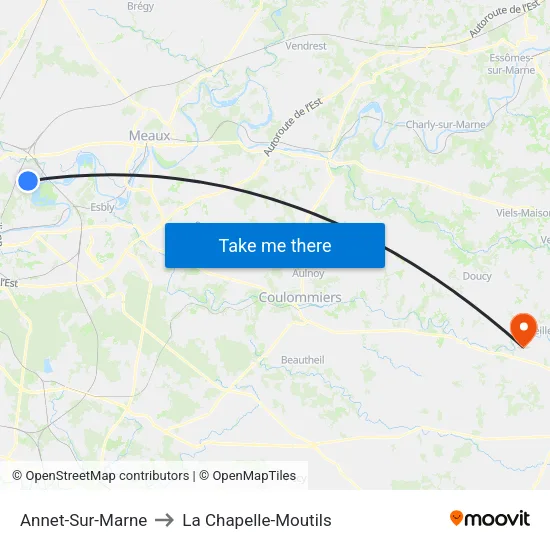 Annet-Sur-Marne to La Chapelle-Moutils map