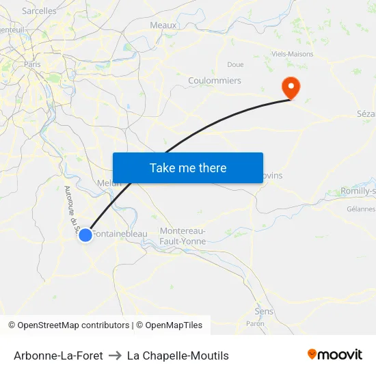 Arbonne-La-Foret to La Chapelle-Moutils map
