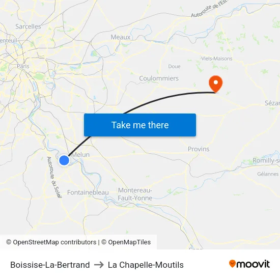 Boissise-La-Bertrand to La Chapelle-Moutils map
