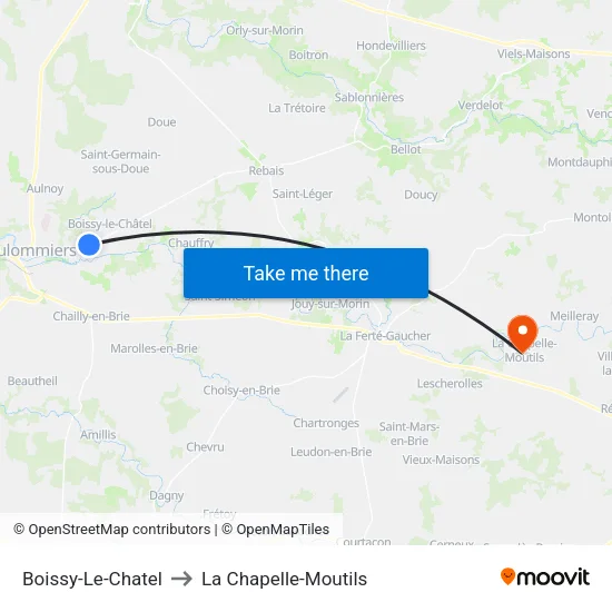 Boissy-Le-Chatel to La Chapelle-Moutils map