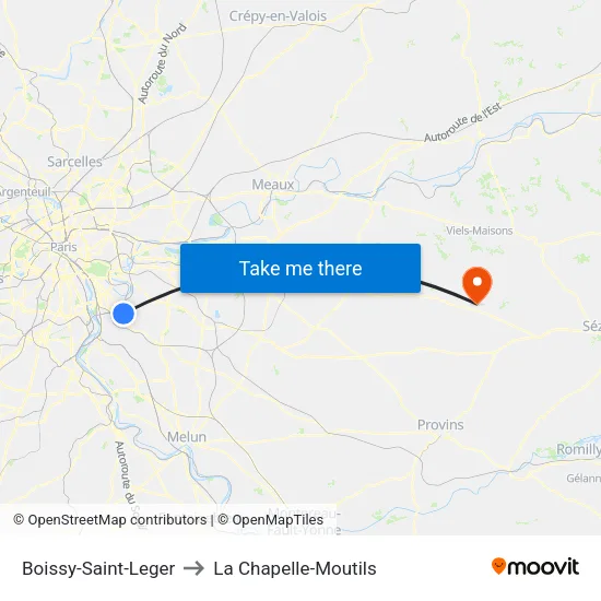 Boissy-Saint-Leger to La Chapelle-Moutils map