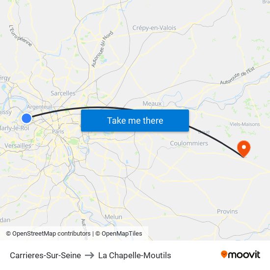 Carrieres-Sur-Seine to La Chapelle-Moutils map