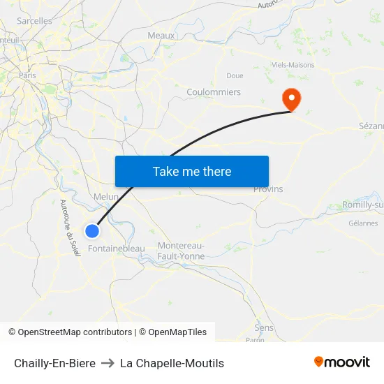 Chailly-En-Biere to La Chapelle-Moutils map