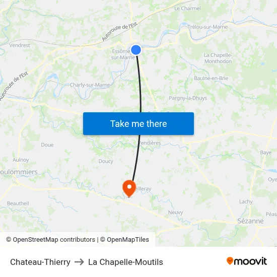 Chateau-Thierry to La Chapelle-Moutils map