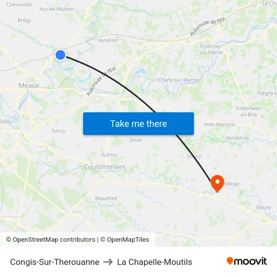Congis-Sur-Therouanne to La Chapelle-Moutils map