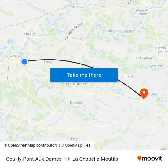 Couilly-Pont-Aux-Dames to La Chapelle-Moutils map