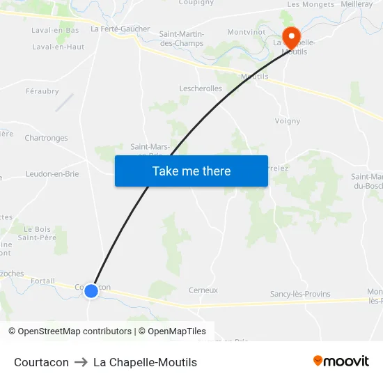 Courtacon to La Chapelle-Moutils map