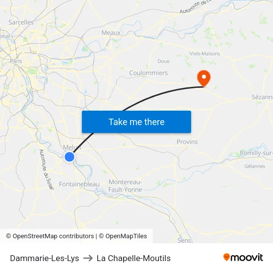 Dammarie-Les-Lys to La Chapelle-Moutils map
