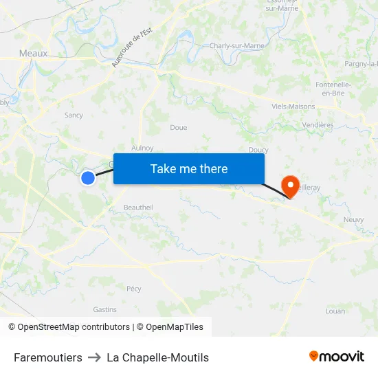 Faremoutiers to La Chapelle-Moutils map