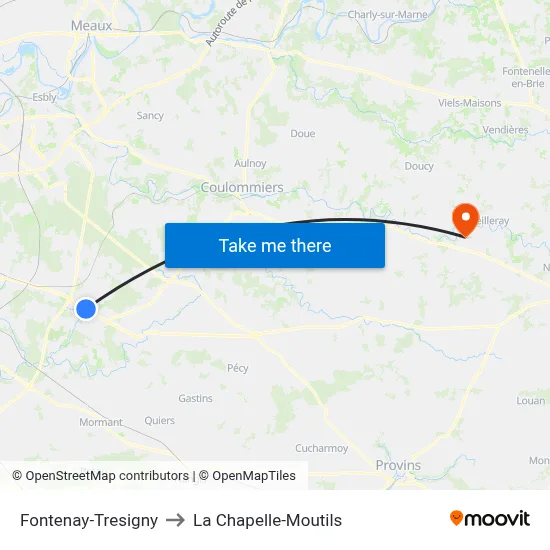 Fontenay-Tresigny to La Chapelle-Moutils map