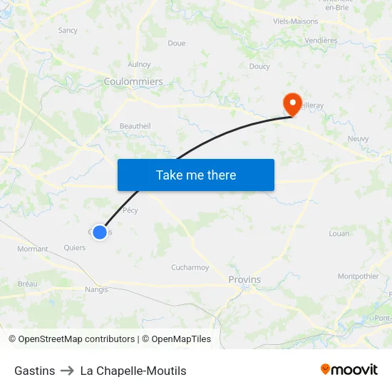 Gastins to La Chapelle-Moutils map
