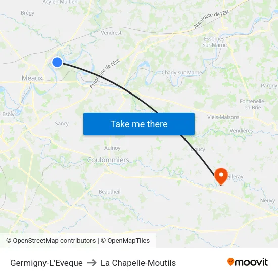 Germigny-L'Eveque to La Chapelle-Moutils map