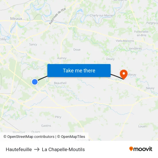 Hautefeuille to La Chapelle-Moutils map