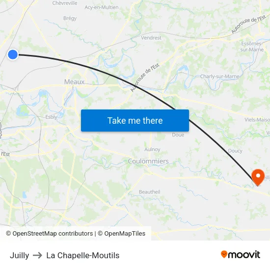 Juilly to La Chapelle-Moutils map