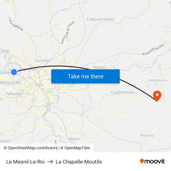 Le Mesnil-Le-Roi to La Chapelle-Moutils map