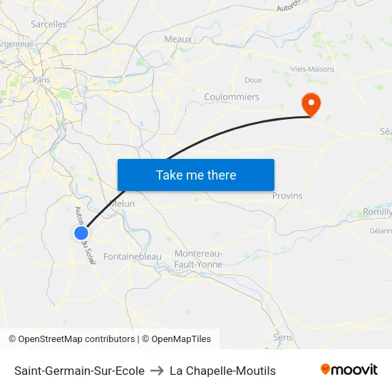 Saint-Germain-Sur-Ecole to La Chapelle-Moutils map