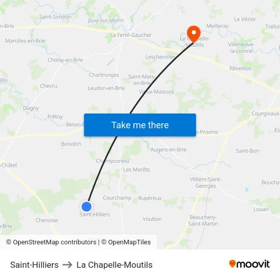 Saint-Hilliers to La Chapelle-Moutils map