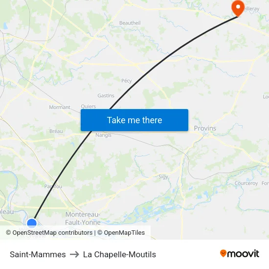 Saint-Mammes to La Chapelle-Moutils map