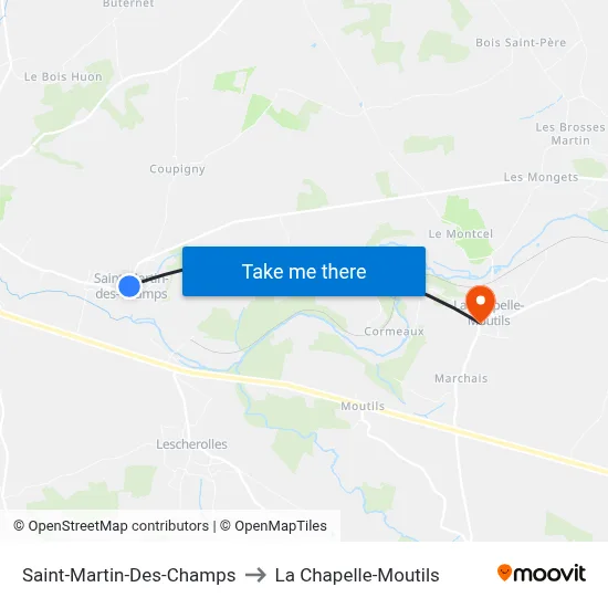 Saint-Martin-Des-Champs to La Chapelle-Moutils map