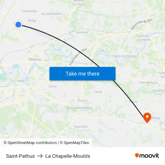 Saint-Pathus to La Chapelle-Moutils map