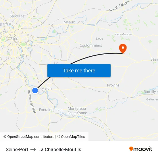Seine-Port to La Chapelle-Moutils map