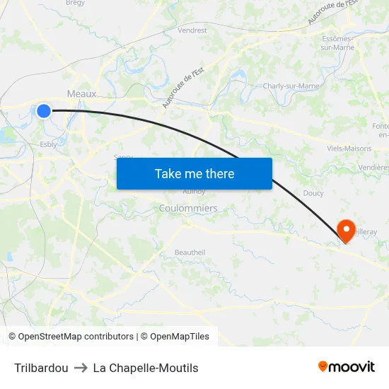 Trilbardou to La Chapelle-Moutils map