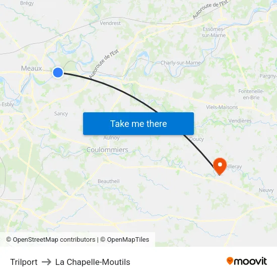 Trilport to La Chapelle-Moutils map