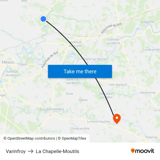 Varinfroy to La Chapelle-Moutils map