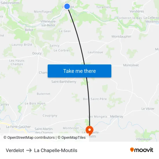 Verdelot to La Chapelle-Moutils map