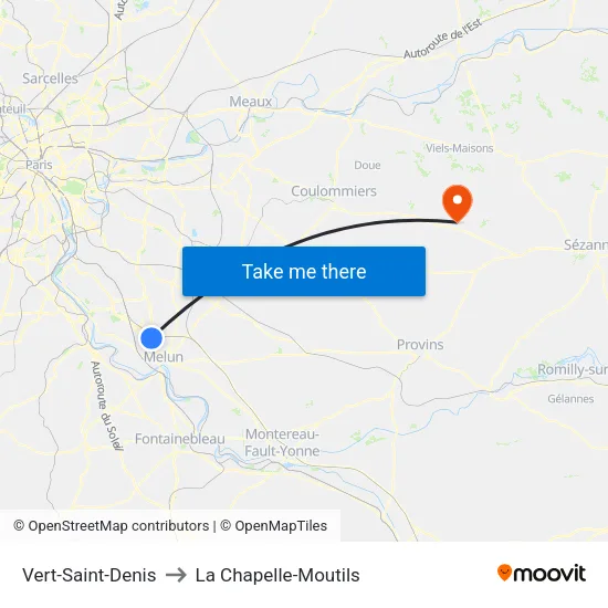 Vert-Saint-Denis to La Chapelle-Moutils map