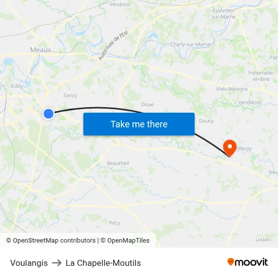 Voulangis to La Chapelle-Moutils map