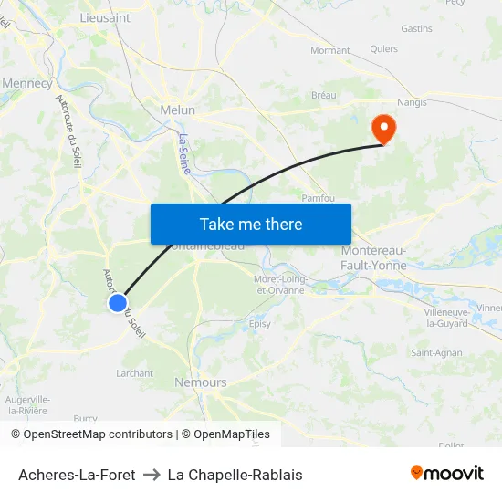Acheres-La-Foret to La Chapelle-Rablais map