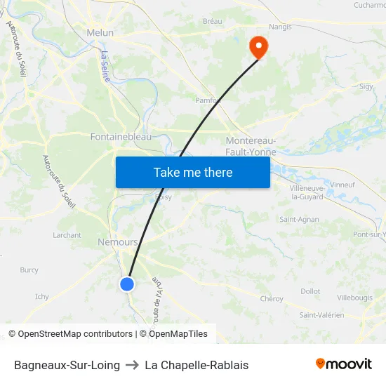 Bagneaux-Sur-Loing to La Chapelle-Rablais map