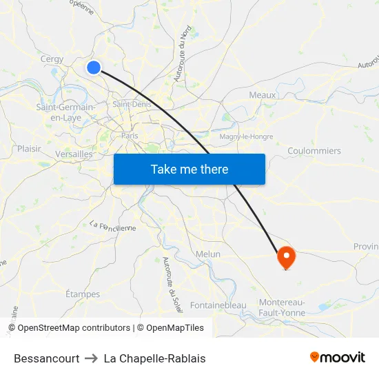 Bessancourt to La Chapelle-Rablais map