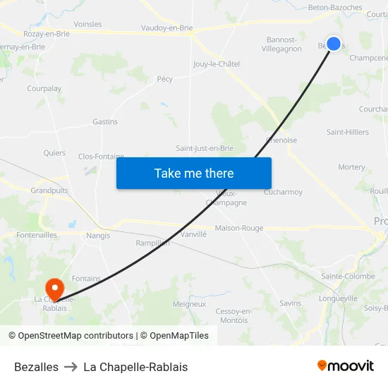 Bezalles to La Chapelle-Rablais map