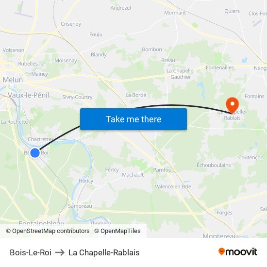 Bois-Le-Roi to La Chapelle-Rablais map