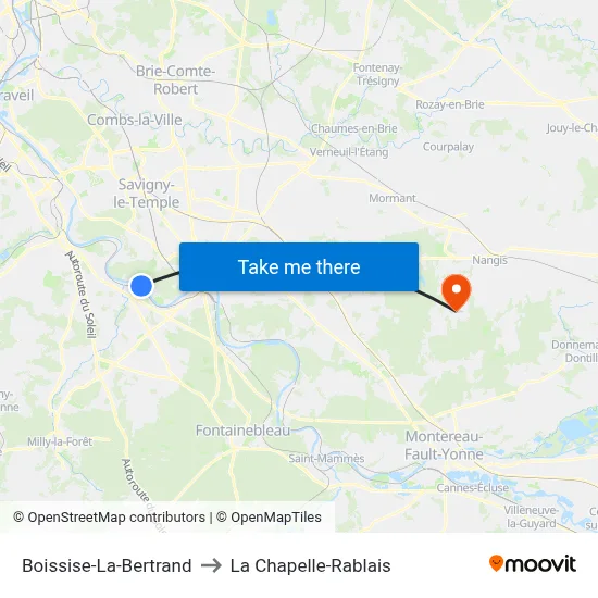 Boissise-La-Bertrand to La Chapelle-Rablais map