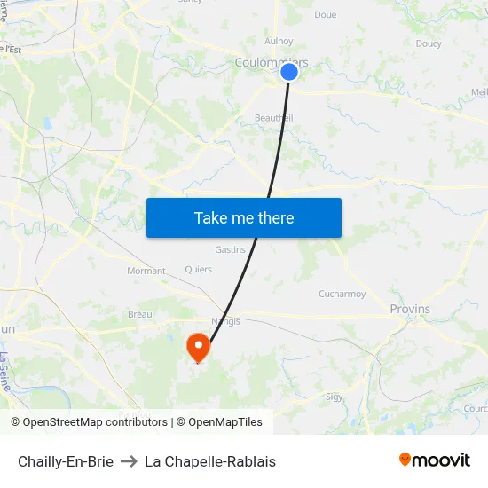 Chailly-En-Brie to La Chapelle-Rablais map