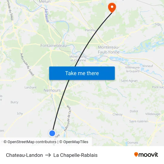 Chateau-Landon to La Chapelle-Rablais map