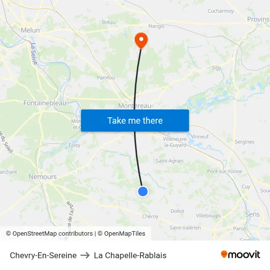 Chevry-En-Sereine to La Chapelle-Rablais map