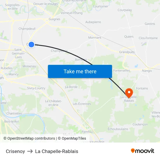 Crisenoy to La Chapelle-Rablais map