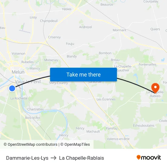 Dammarie-Les-Lys to La Chapelle-Rablais map