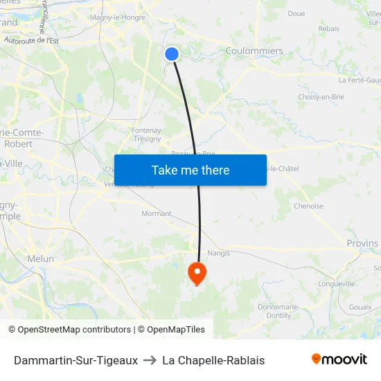 Dammartin-Sur-Tigeaux to La Chapelle-Rablais map